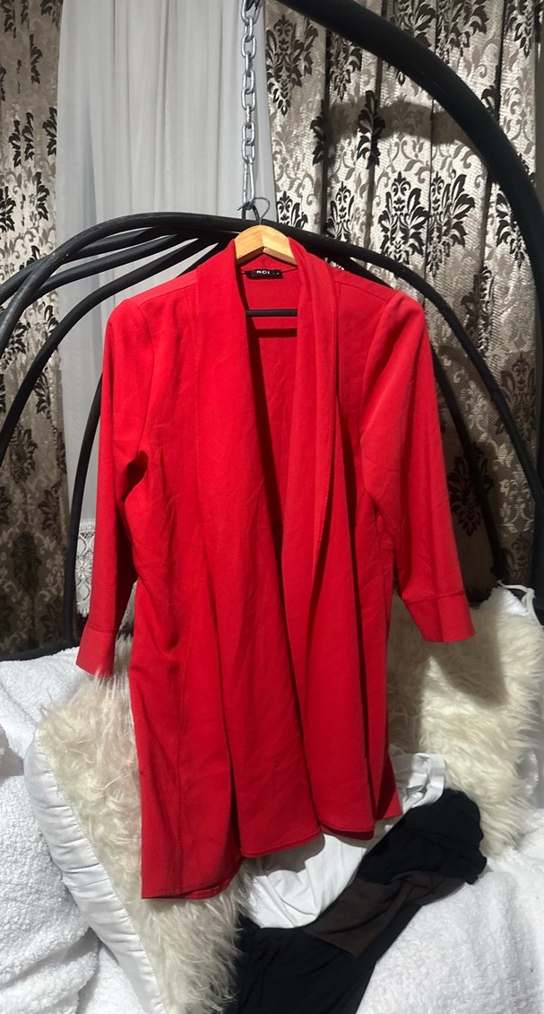 Kırmızı Salaş Midi Kadın Kaban - Görsel 2