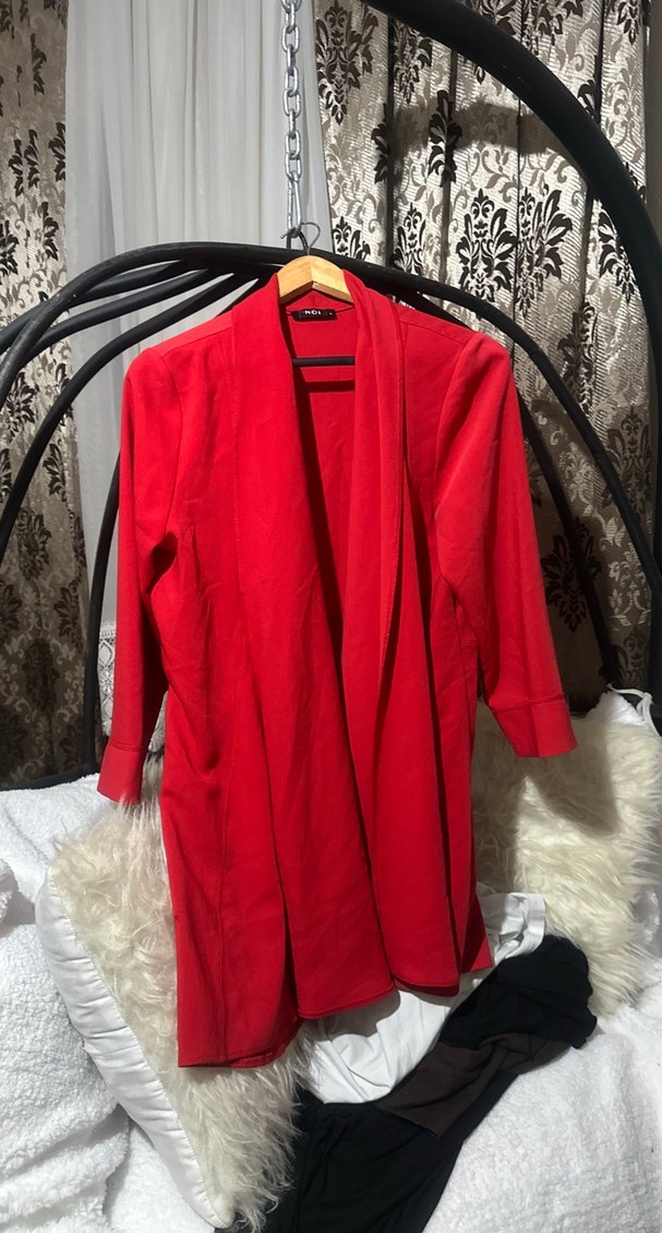 Kırmızı Salaş Midi Kadın Kaban - Görsel 3