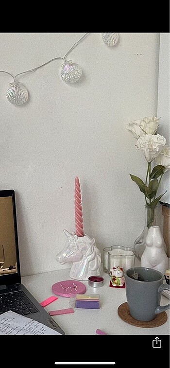 Pembe Burgu Şamdan Mum Dekorasyon