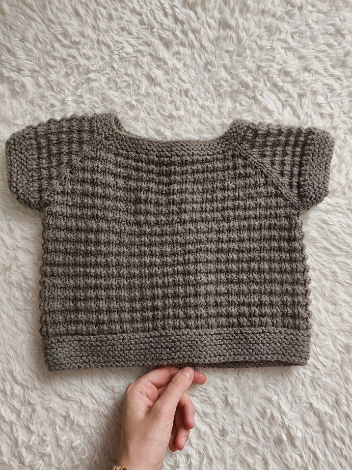 Kısa Kollu Kahverengi Örgü Yelek - Görsel 2