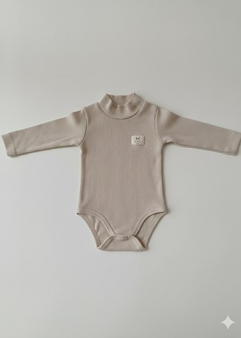 Bej Uzun Kollu Balıkçı Yaka Bebek Body - Görsel 2