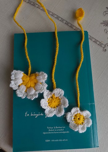 El Örgüsü Sarı Beyaz Papatya Kitap Ayracı - Görsel 2
