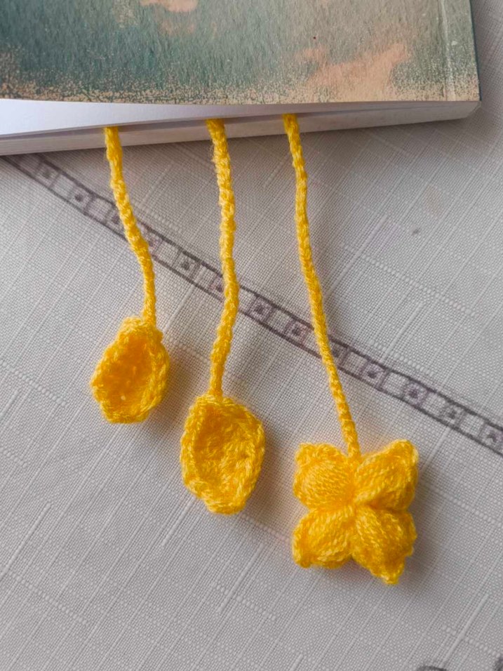 El Örgüsü Sarı Beyaz Papatya Kitap Ayracı - Görsel 4