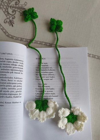 çiçek örgü kitap ayracı - Görsel 5