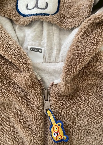 Yenidoğan Kahverengi Peluş Bebek Tulumu - Görsel 4