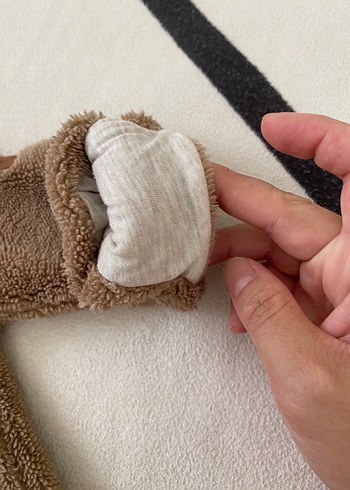 Yenidoğan Kahverengi Peluş Bebek Tulumu - Görsel 3