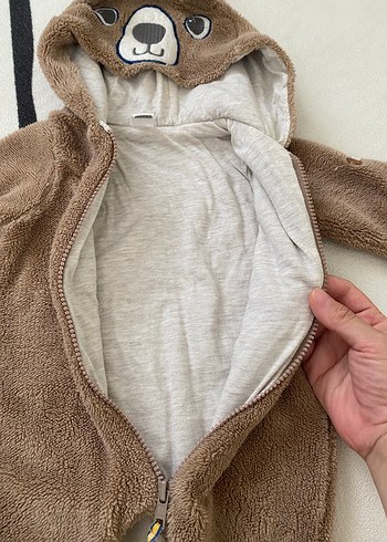 Yenidoğan Kahverengi Peluş Bebek Tulumu - Görsel 6