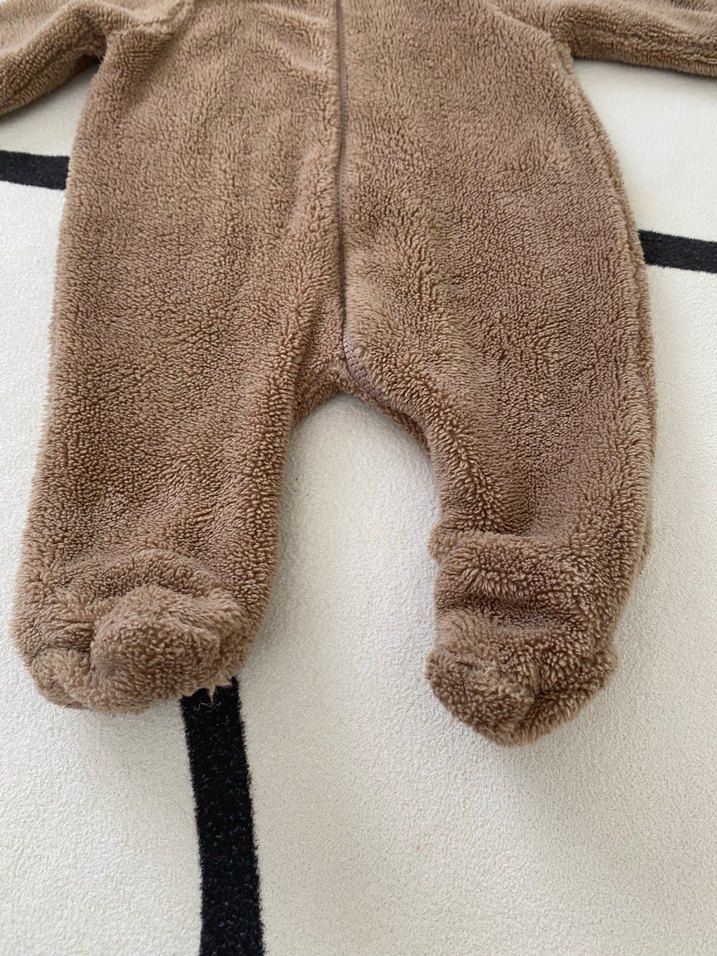 Yenidoğan Kahverengi Peluş Bebek Tulumu - Görsel 2