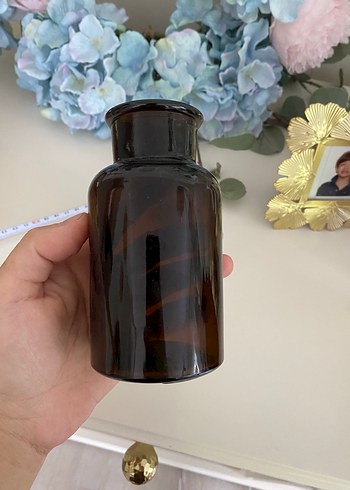 Amber kahverengi cam küçük boy vazo