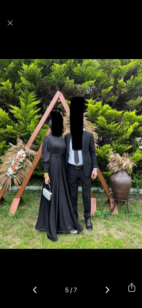 Uzun Siyah Abiye Elbise - Görsel 5