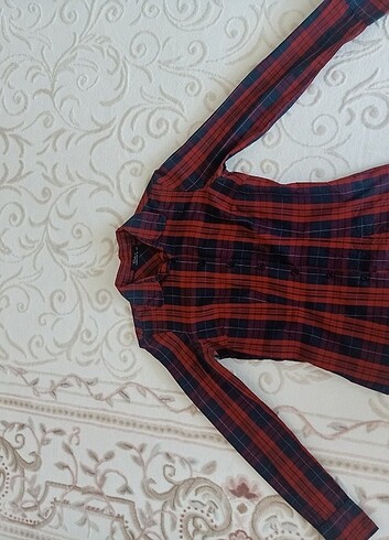 xs Beden bordo Renk Colin's kareli spor kesim gömlek