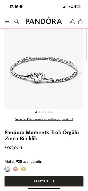 Beden Orjinel pandora + temizleme mendili
