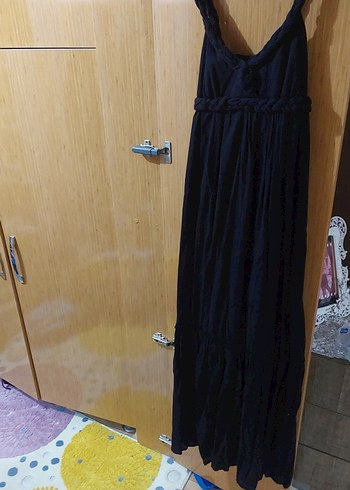 Batik Uzun Siyah Halter Yaka Kadın Elbise