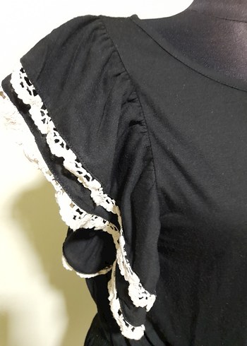 Koton Siyah Pamuklu Midi Goth Elbise