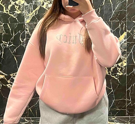 Diğer Taş baskılı pembe sweatshirt