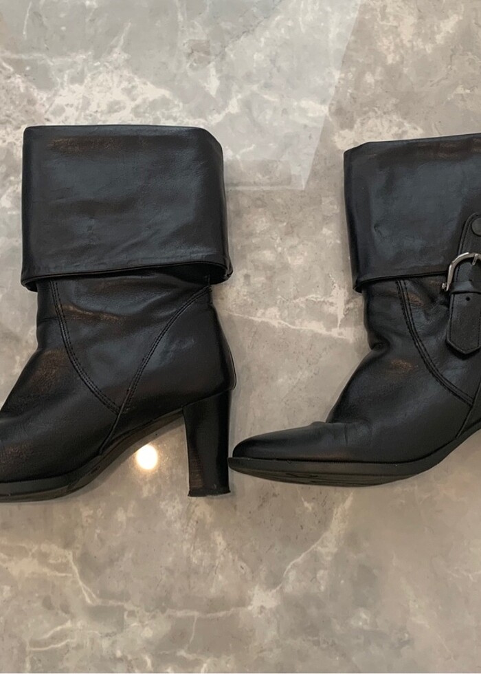 Hakiki Deri Siyah Çizme - Görsel 3