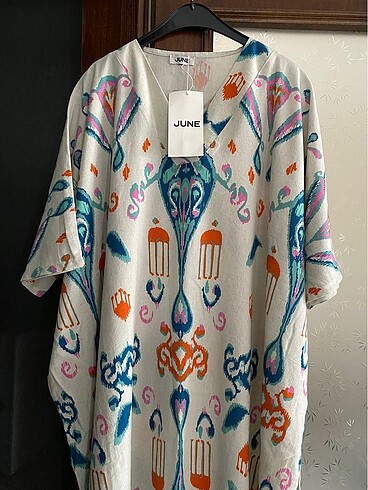 universal Beden camel Renk Desenli Kaftan Elbise