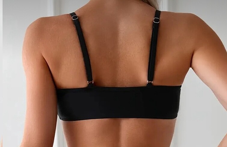 42 Beden Angelsin Büzgülü Bikini Üstü Siyah 42