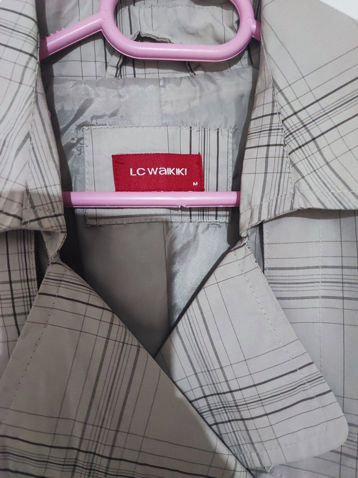 Düğmeli Gri Midi Trençkot - Görsel 5