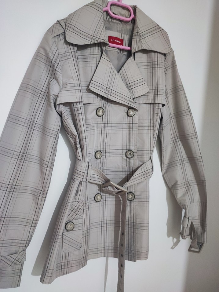 Düğmeli Gri Midi Trençkot - Görsel 2