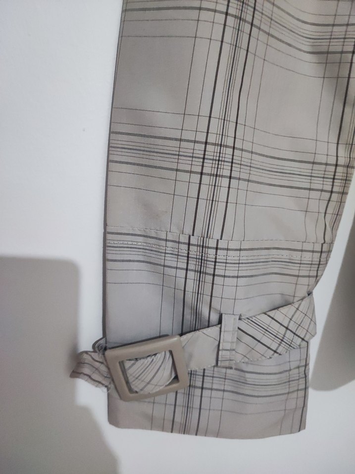 Düğmeli Gri Midi Trençkot - Görsel 3