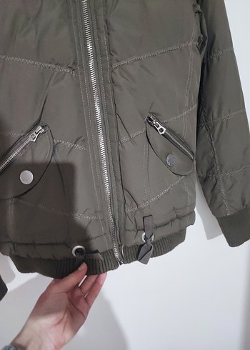 Kahverengi Fermuarlı Kadın Kışlık Ceket - Görsel 3