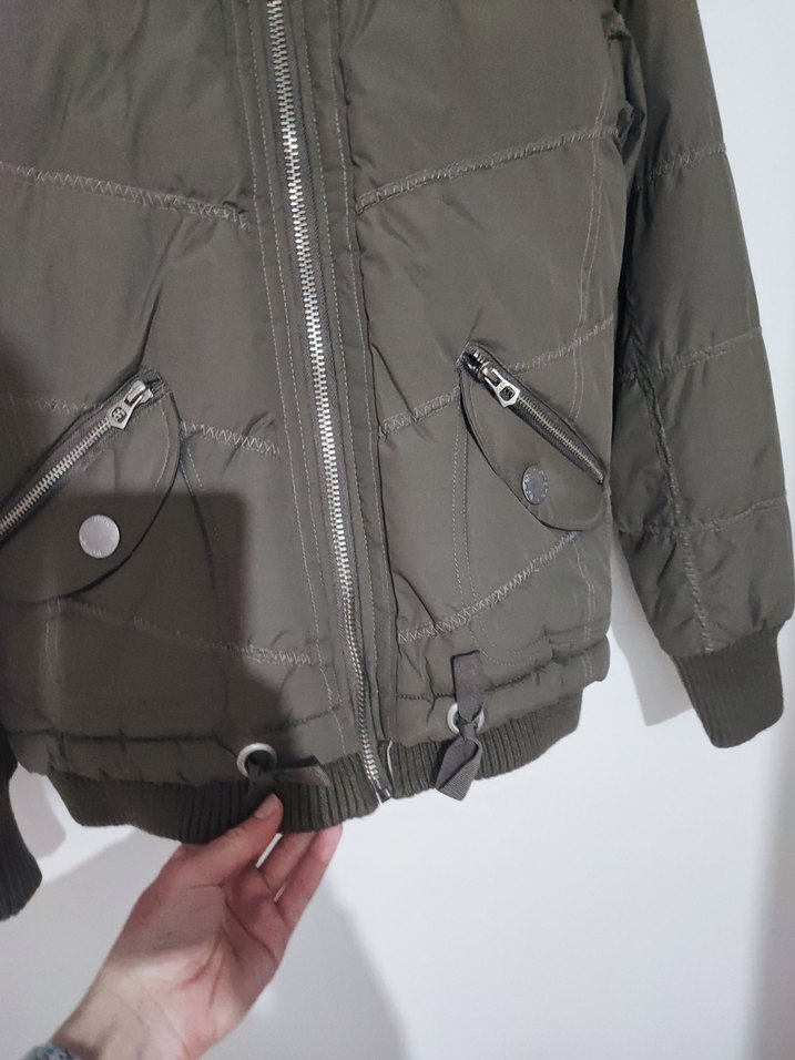 Kahverengi Fermuarlı Kadın Kışlık Ceket - Görsel 3