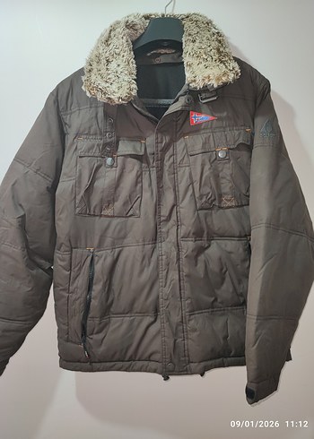 Kahverengi Peluş Yakalı Erkek Mont - Görsel 4