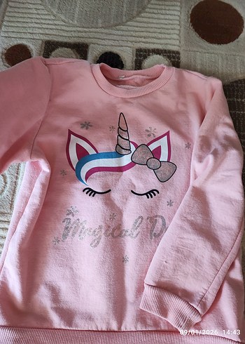 Kız Çocuk Pembe Unicorn Baskılı Sweatshirt - Görsel 3