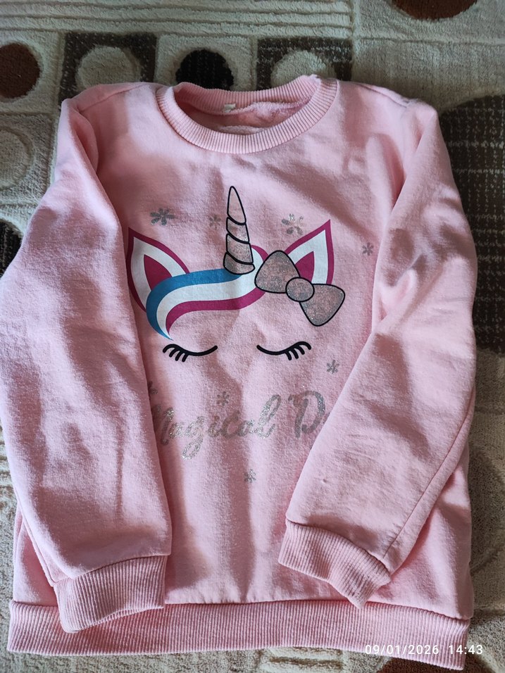 Kız Çocuk Pembe Unicorn Baskılı Sweatshirt - Görsel 4