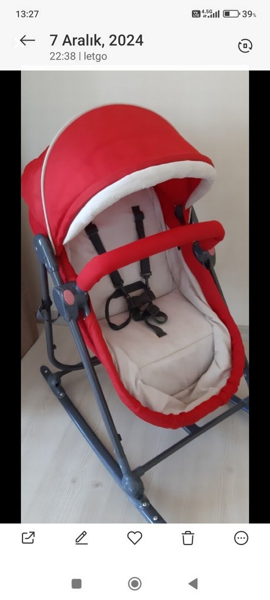 Kırmızı Bebek Beşiği ve Sepeti - Görsel 3