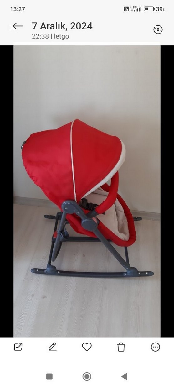 Kırmızı Bebek Beşiği ve Sepeti - Görsel 5