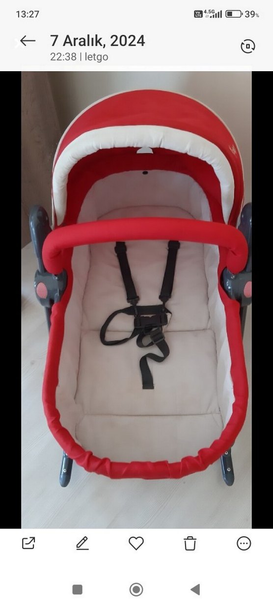 Kırmızı Bebek Beşiği ve Sepeti - Görsel 2
