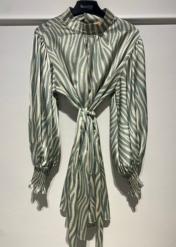 Zebra Desenli, Pilili, Yüksek Yakalı Mini Tunik