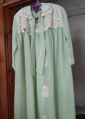 Nakışlı Yeşil Uzun gecelik ve sabahlık - Görsel 3