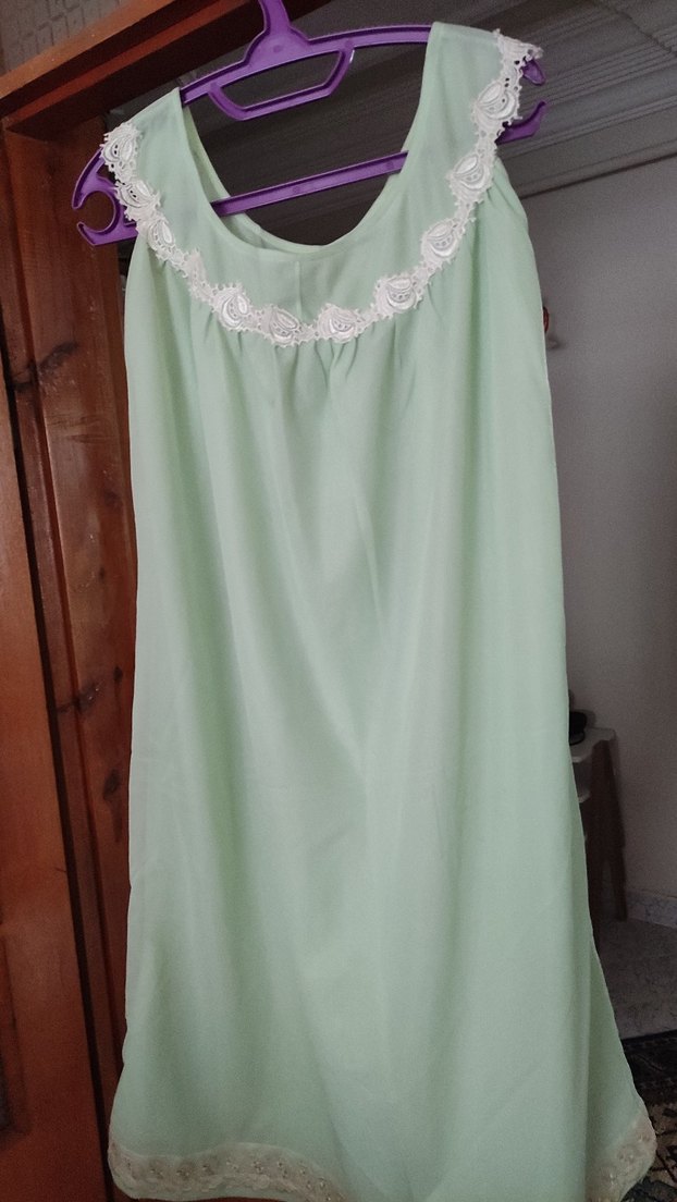 Nakışlı Yeşil Uzun gecelik ve sabahlık - Görsel 2