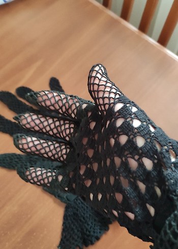 Siyah Dantel Detaylı Gotik  Eldiven - Görsel 2