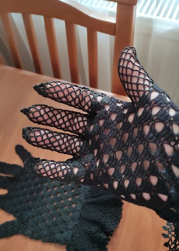 Siyah Dantel Detaylı Gotik  Eldiven - Görsel 5