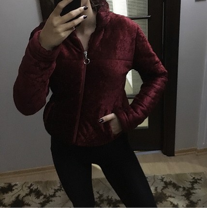 s Beden bordo Renk Kadife mont