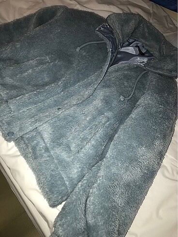 s Beden trendyolmilla oversize mavi kürklü mont