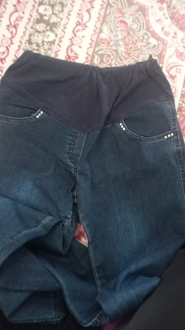 Düğmeli Koyu Mavi Hamile Kot Pantolon - Görsel 2