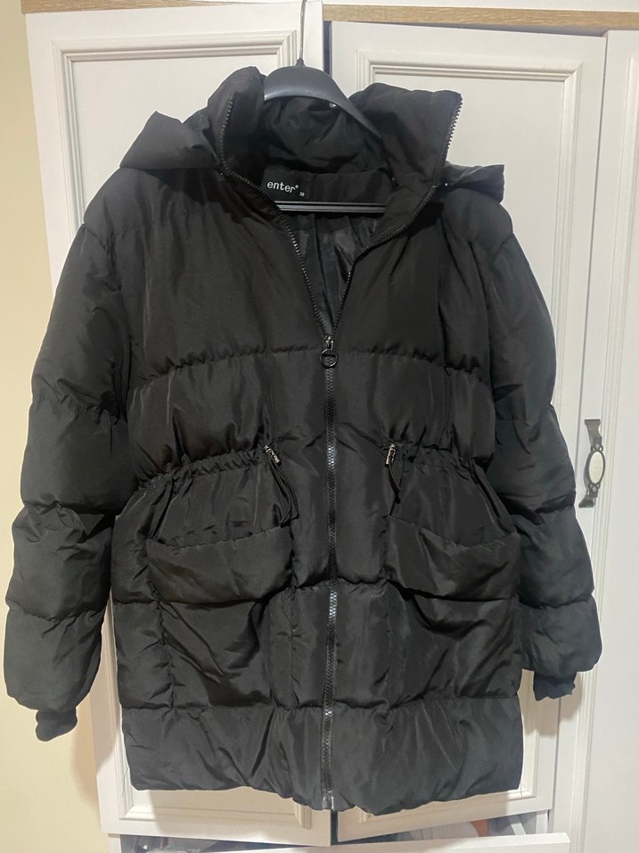 Kadın Siyah Kışlık Fermuarlı Mont - Görsel 4