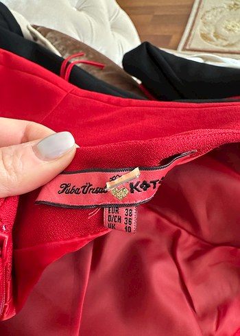 Kırmızı Uzun Boyundan Bağlamalı Abiye Elbise - Görsel 4