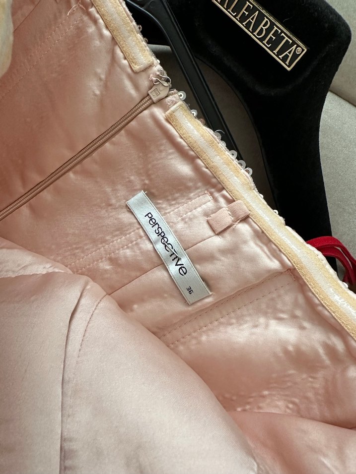 Pudra Parlak Pul Payet İşlemeli Uzun Straplez Abiye - Görsel 4