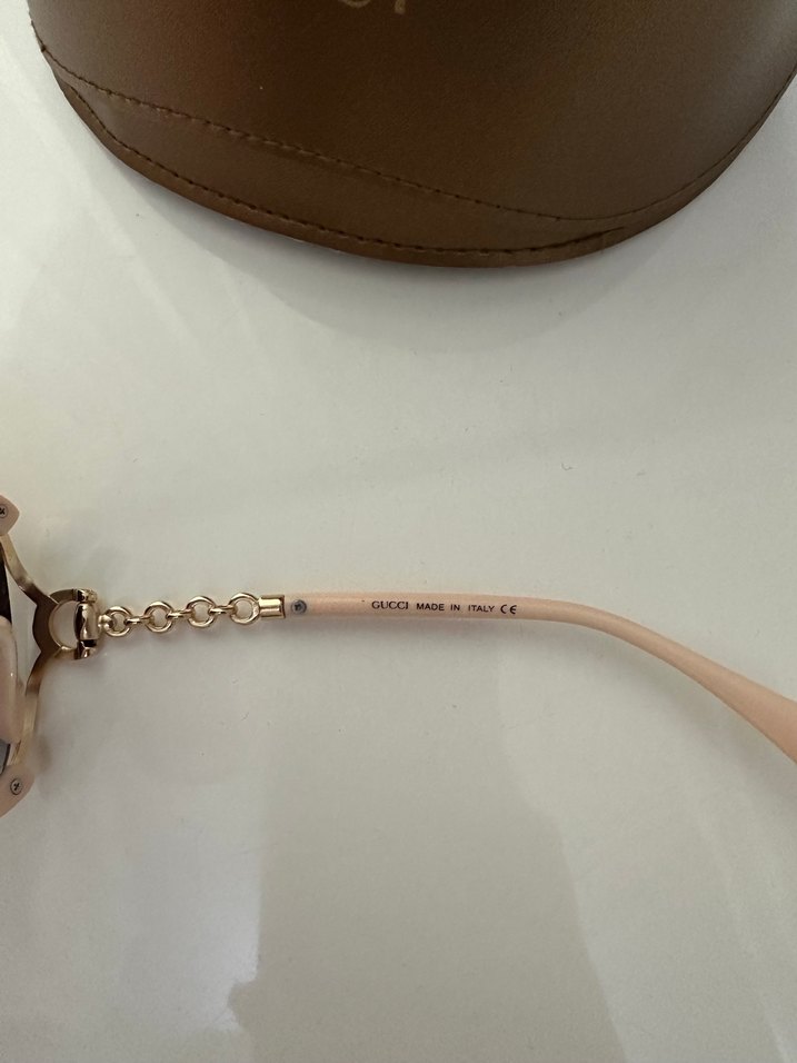 Gucci Bej Parlak Kadın Güneş Gözlüğü - Görsel 3