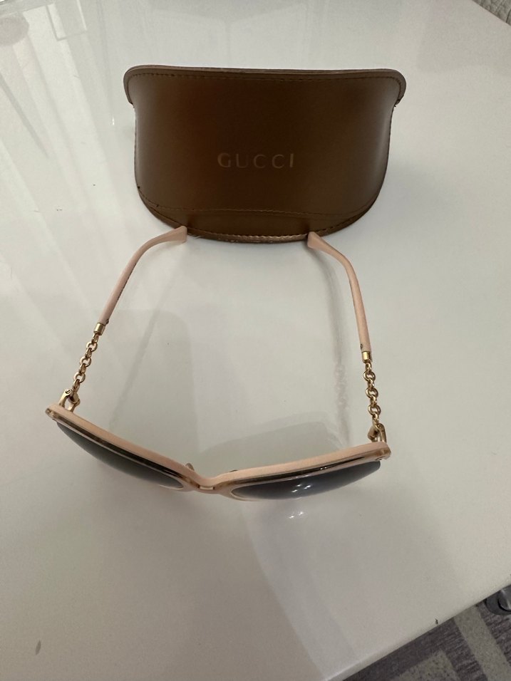 Gucci Bej Parlak Kadın Güneş Gözlüğü - Görsel 4