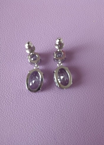 925 ayar Beyaz sallantılı taşlı abiye özel gün küpe - Görsel 2