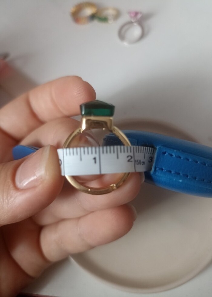 S925 zümrüt rengi taşlı yüzük  - Görsel 2