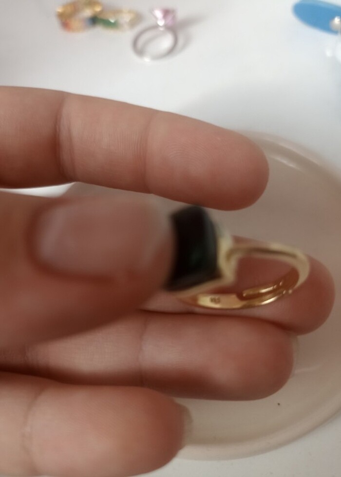 S925 zümrüt rengi taşlı yüzük  - Görsel 3