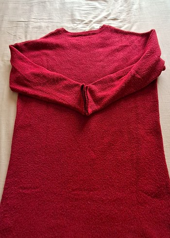 SATILDI.  #Kırmızı Uzun Kollu yün Kadın #elbise - Görsel 6